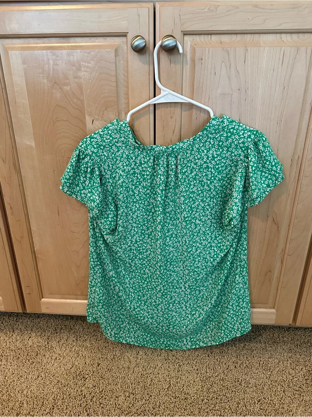 J. Crew Green Ditsy Floral Button-Front Blouse
